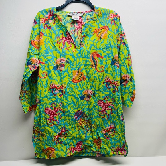 Gretchen Scott cotton tunic or beach coverup. Medium - Picture 1 of 6